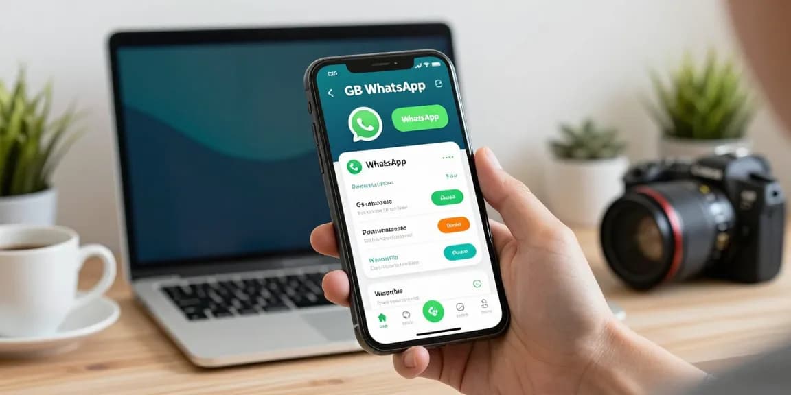 Exploring GB WhatsApp features on smartphone interface with customizable themes and dual accounts.