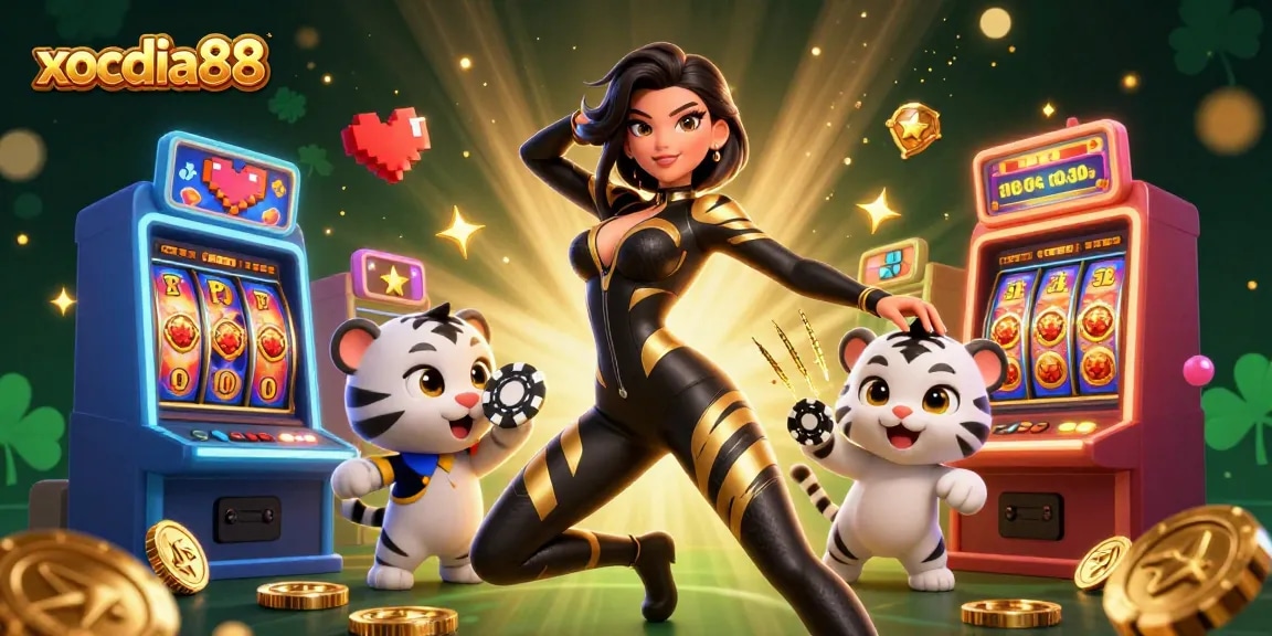 Xocdia88 winners celebrate with thrilling jackpot spins and colorful slot machines.
