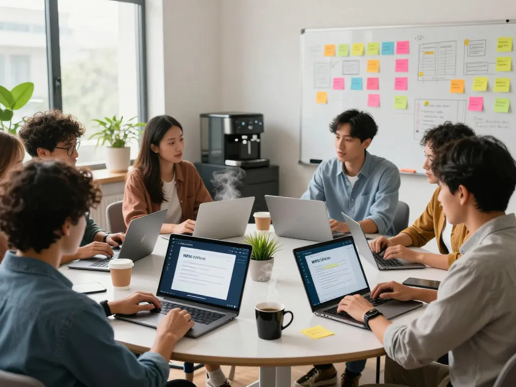 Dynamic team collaboration in a modern office with WPS官网 tools.
