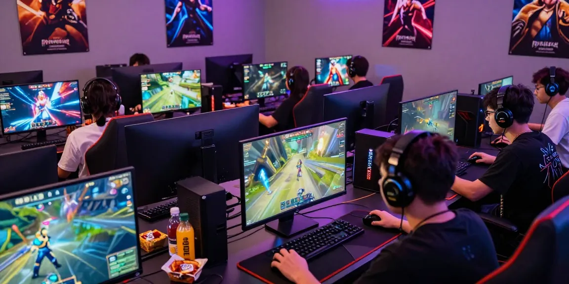 Engaging scene of diverse players in the ROKOK88 online gaming experience with vibrant gameplay and neon lights, highlighting the rokok88 login atmosphere.