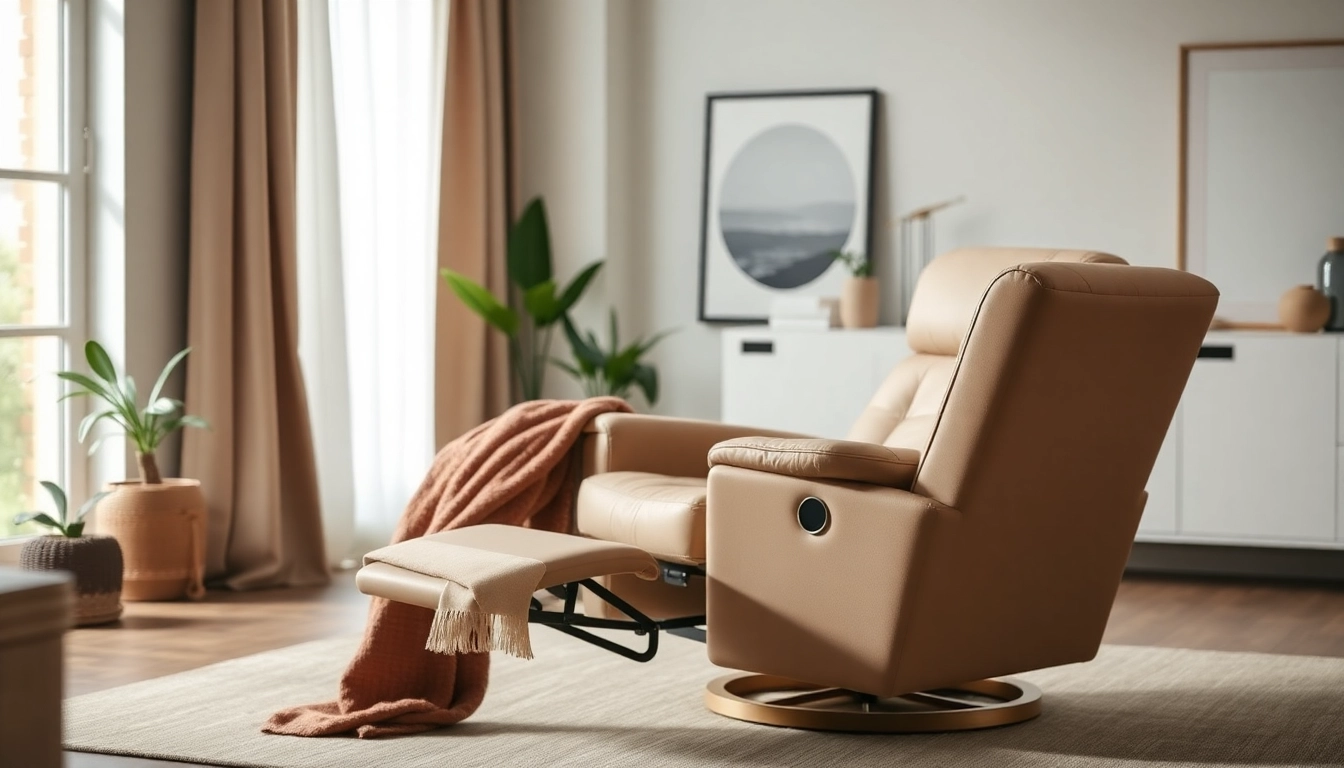 Experience comfort with this recliner with independent back and footrest in an elegant living room setting.