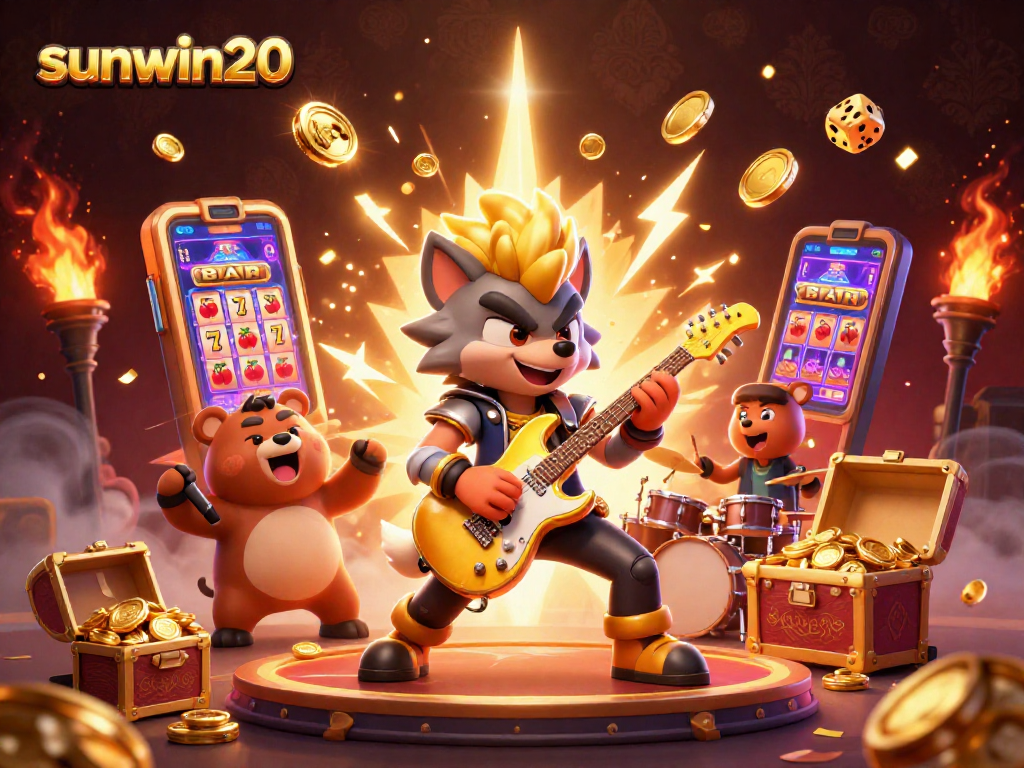 Experience the excitement of sunwin20 with a dynamic casino illustration featuring thrilling gaming elements.
