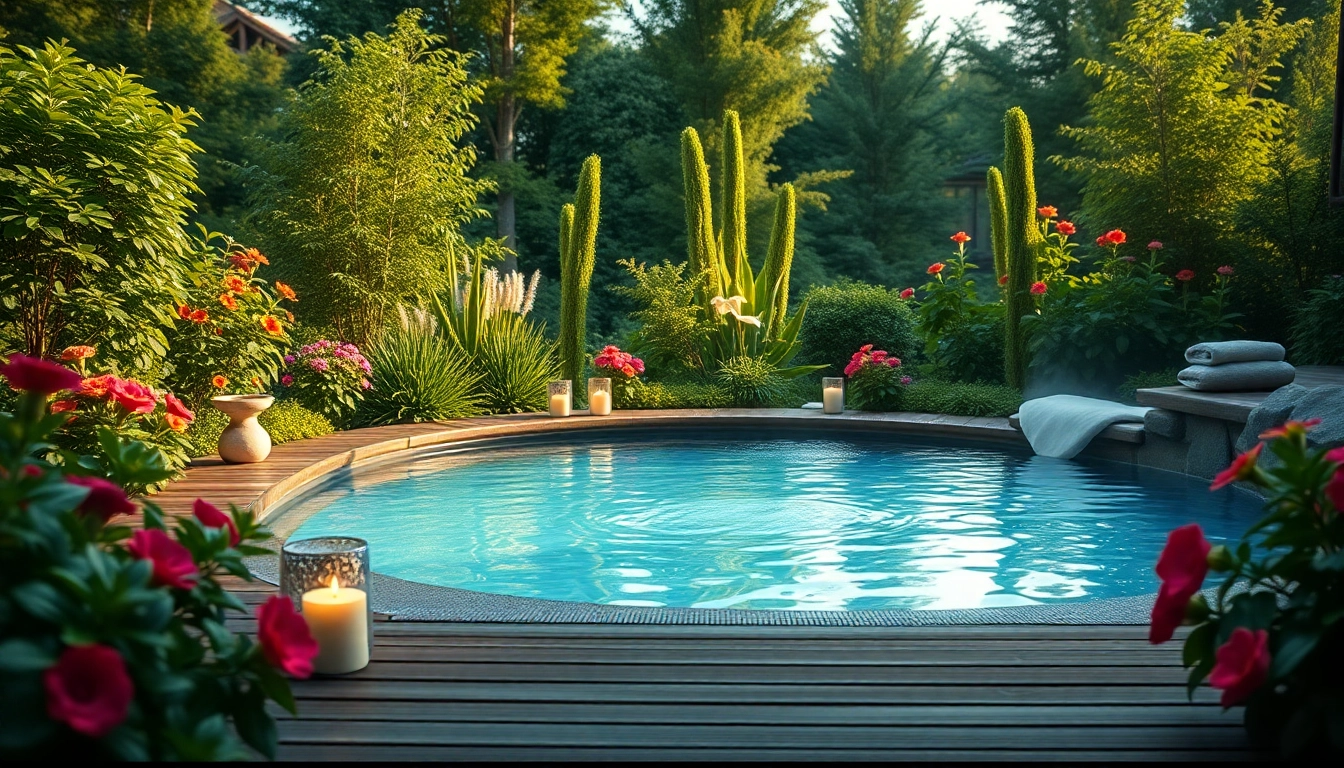 A serene outdoor cold plunge pool showcasing the tranquility of bain froid quebec, surrounded by vibrant nature.