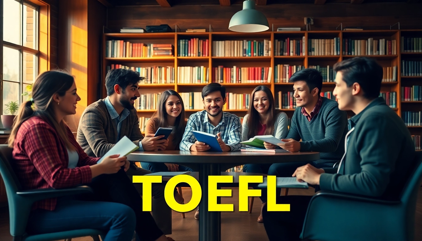 Students engaging in discussions about toefl expert help in a study environment.