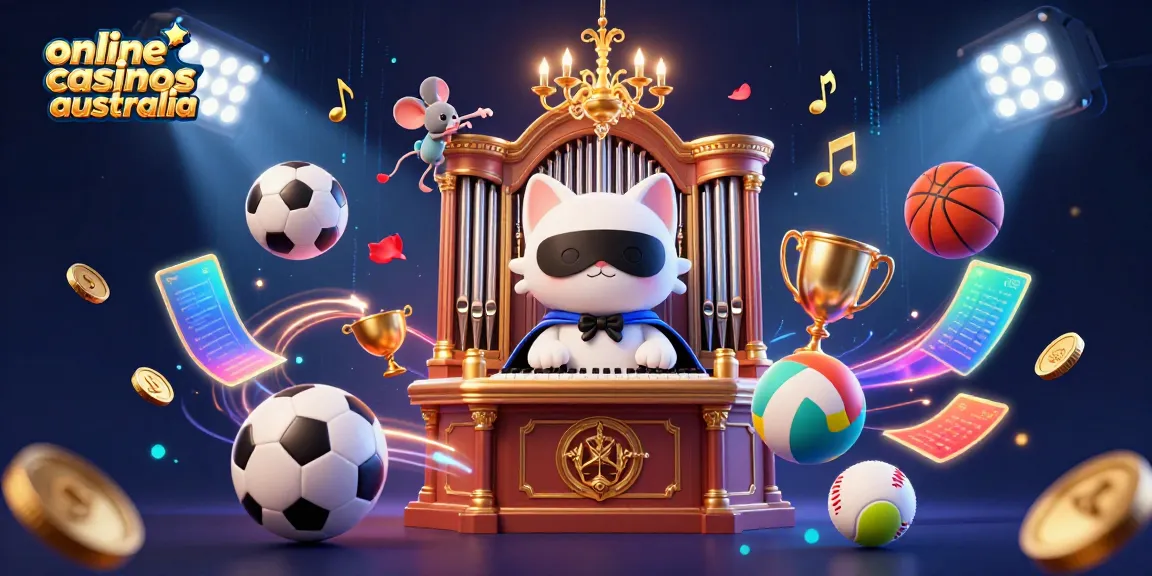 Engage with online casinos australia through this vibrant 3D illustration featuring a theatrical cat and acrobatic mouse.