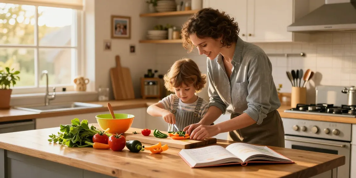 An engaging family cooking scene at thestorybookstomach.com showcasing wholesome meal preparation and bonding