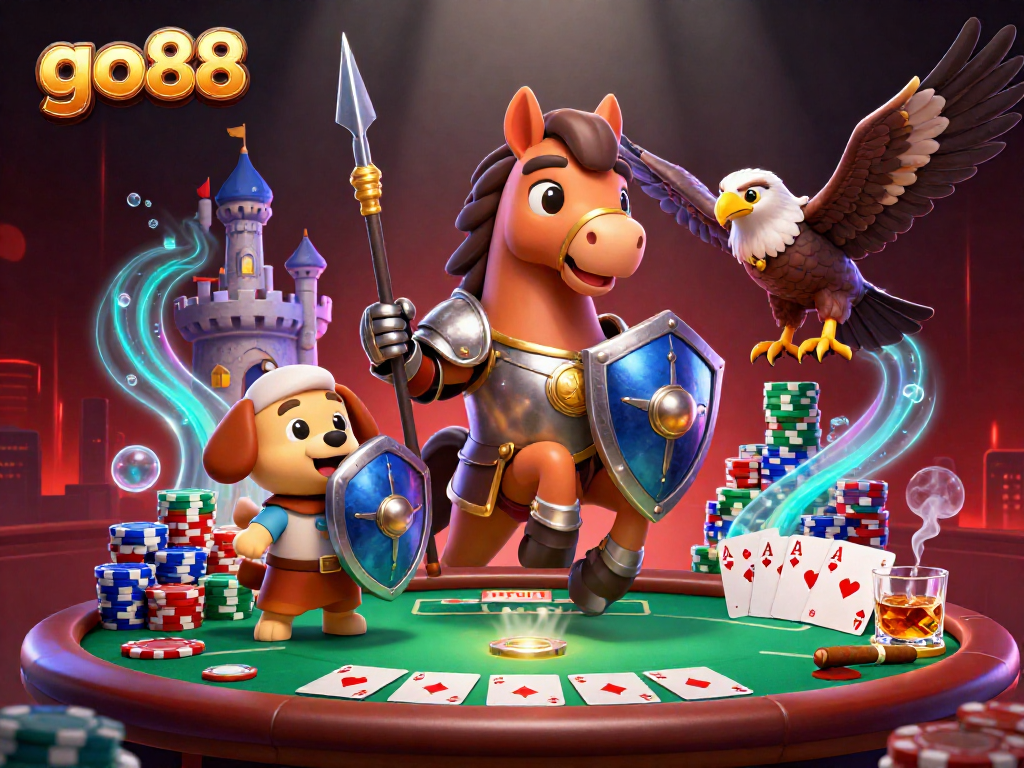 Experience immersive gameplay with go88 in this vibrant 3D casino scene featuring dynamic elements.