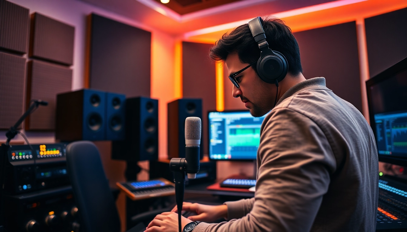 Enhance your sound quality with expert online mastering services in a vibrant studio setting.