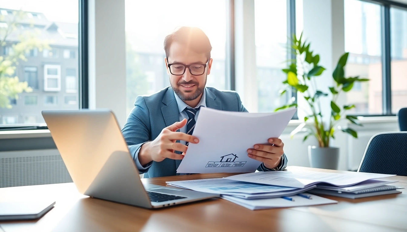 Facilitating AI assisted home warranty claims in a modern office environment with technology.