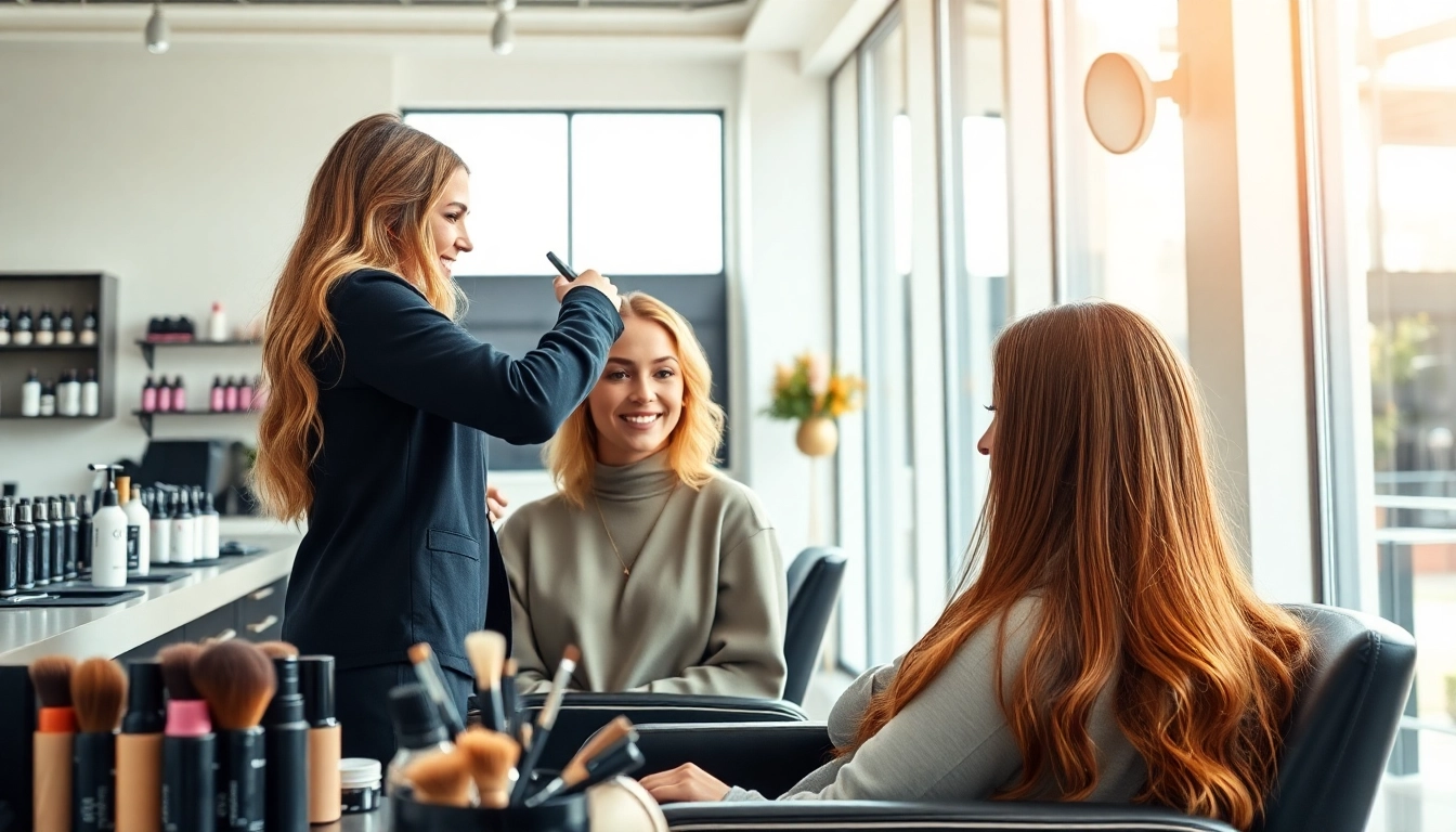 Professional hair colourist near me expertly applying vibrant hair colour in a stylish salon.