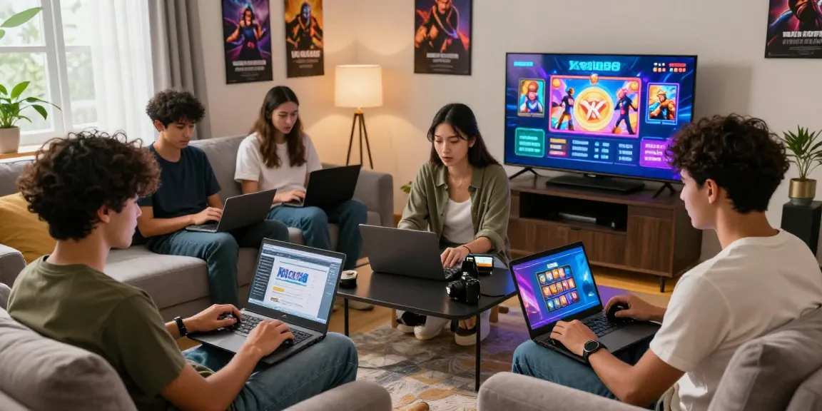 Xocdia88 online gaming session with friends, showcasing vibrant games and dynamic interactions in a cozy setting.