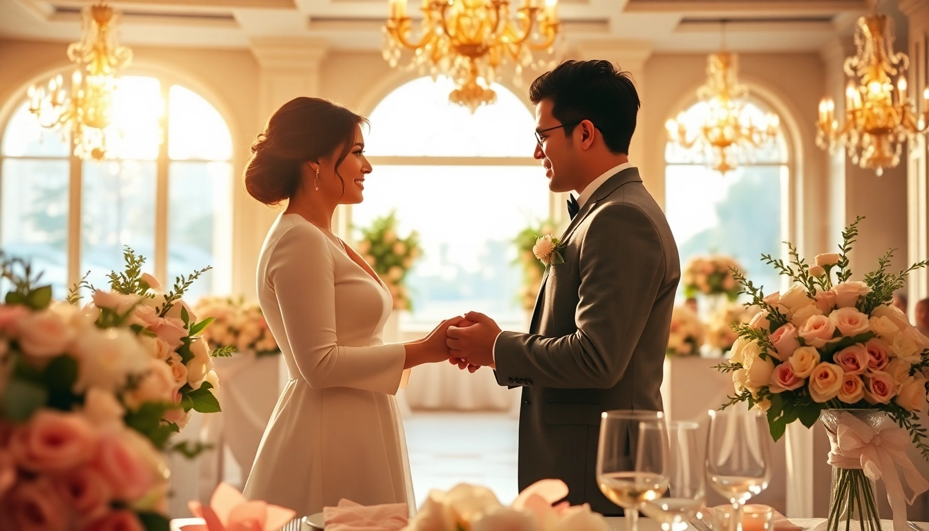 Couple celebrating their love at the Best Wedding Venue Jacksonville with elegant decorations.