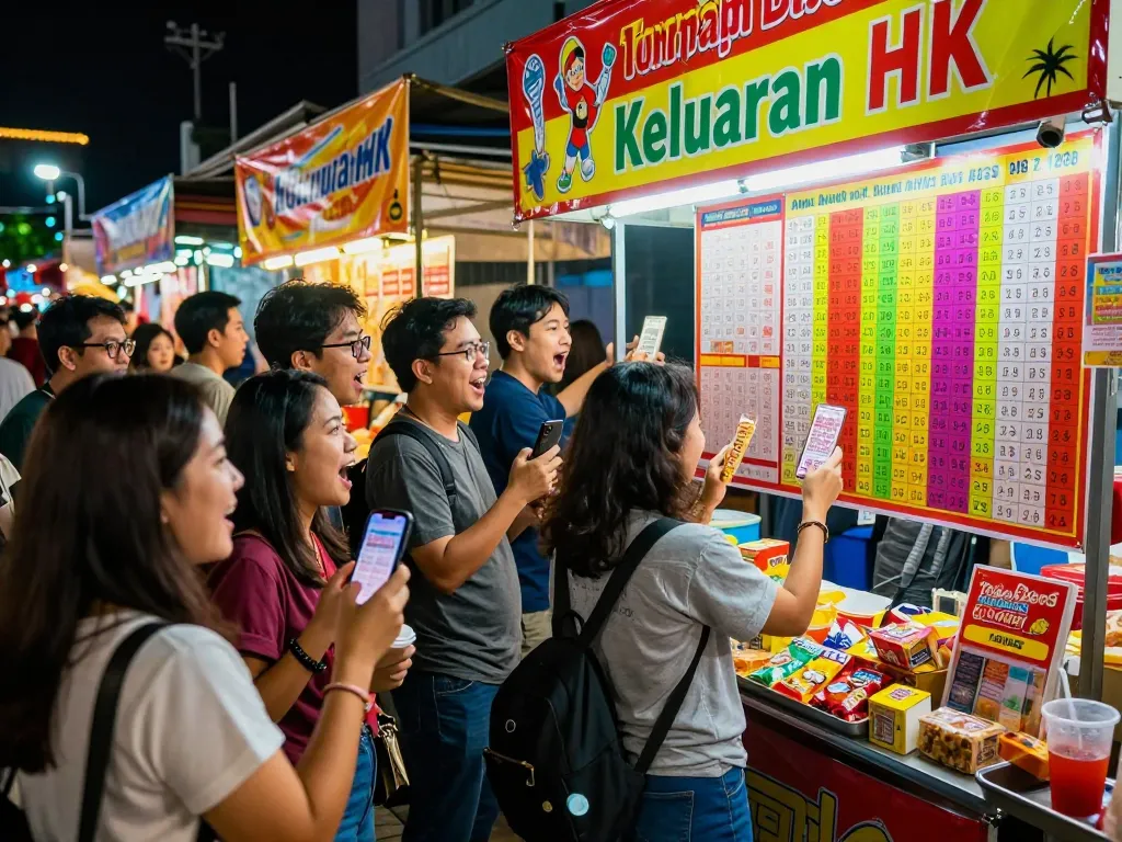 Hasil Keluaran HK ditampilkan di pasar yang ramai, menangkap kegembiraan pemain lotere yang merayakan kemenangan mereka.