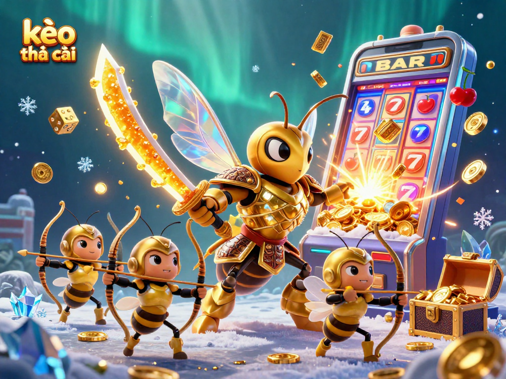 Experience kèo nhà cái with a dynamic 3D illustration of a samurai hornet and vibrant casino elements.