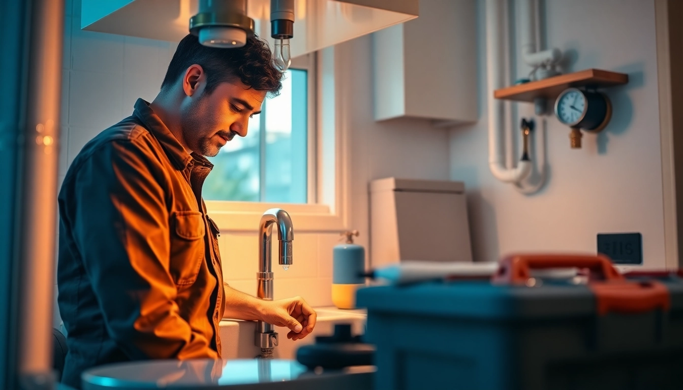 Reliable plumber in NYC addressing a plumbing emergency under a sink.
