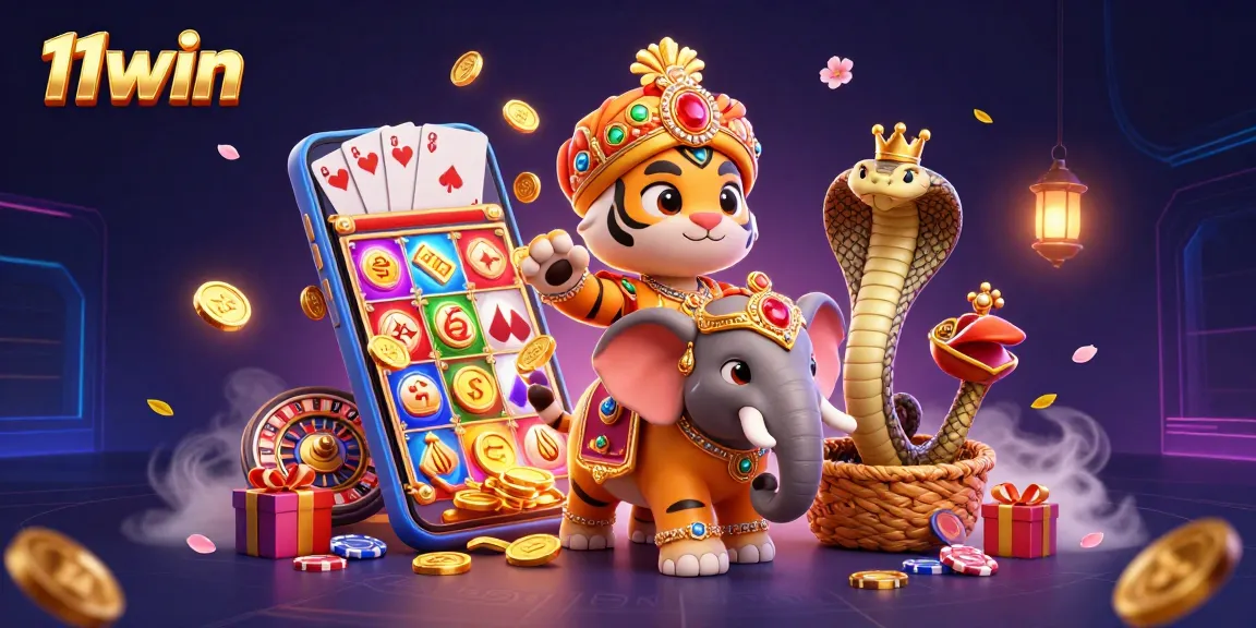 Engage in thrilling gaming with 11win's vibrant casino illustration showcasing rich details and excitement.
