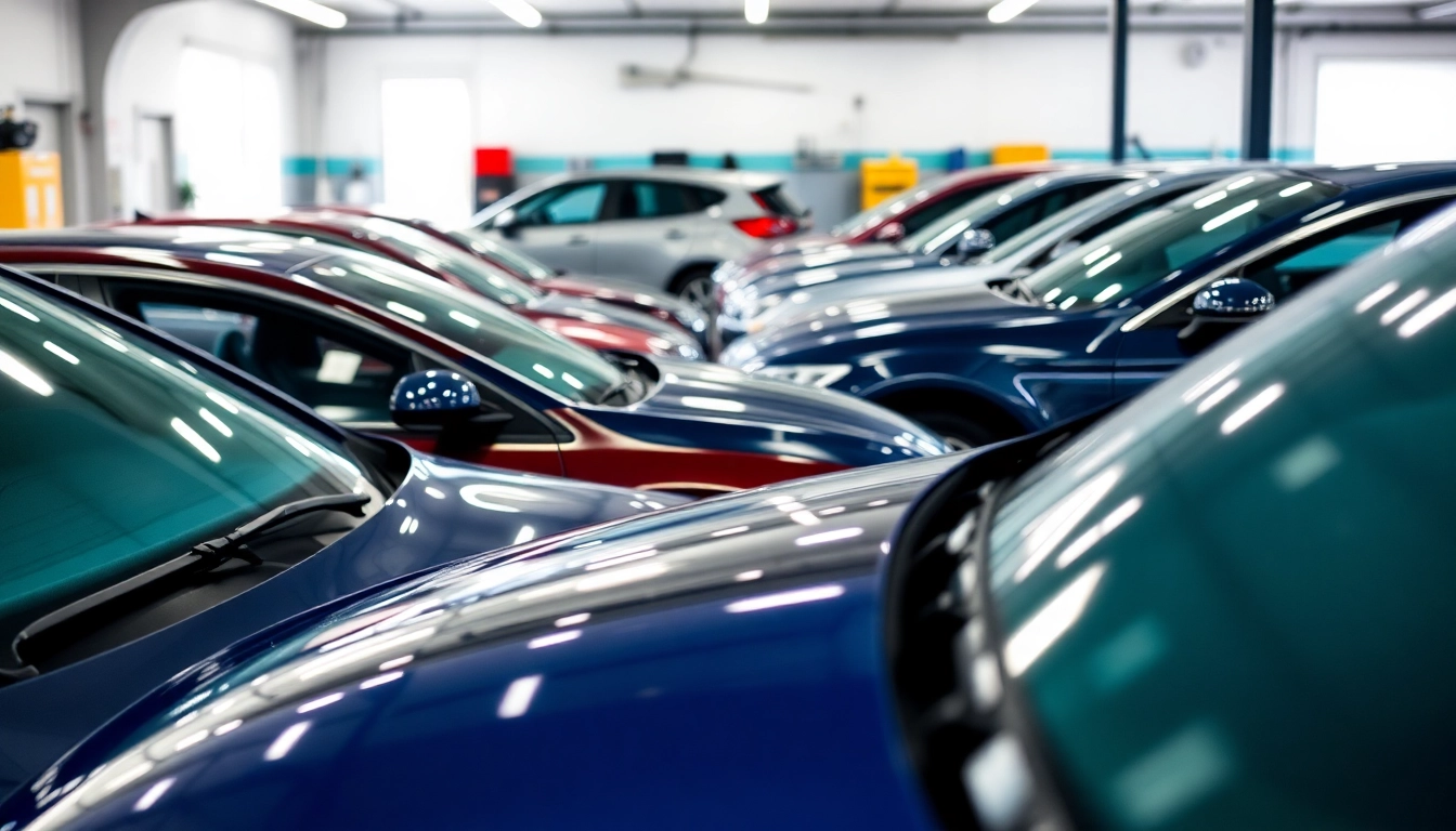 Best car detailing Chattanooga TN showcasing a professional service with shiny cars and cleaning tools.