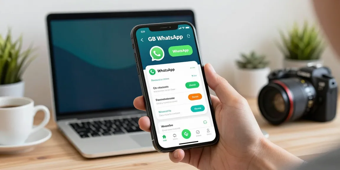 Exploring GB WhatsApp features on smartphone interface with customizable themes and dual accounts.