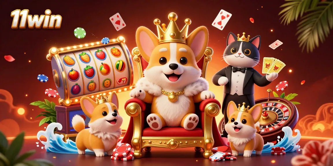 Join the fun with 11win's lively casino scene showcasing vibrant characters and dynamic gaming elements.