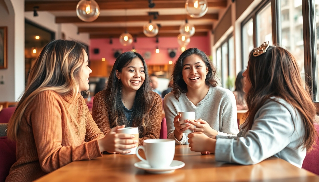 Young people sharing moments of joy and connection, exploring the theme of crush on in a cozy café.
