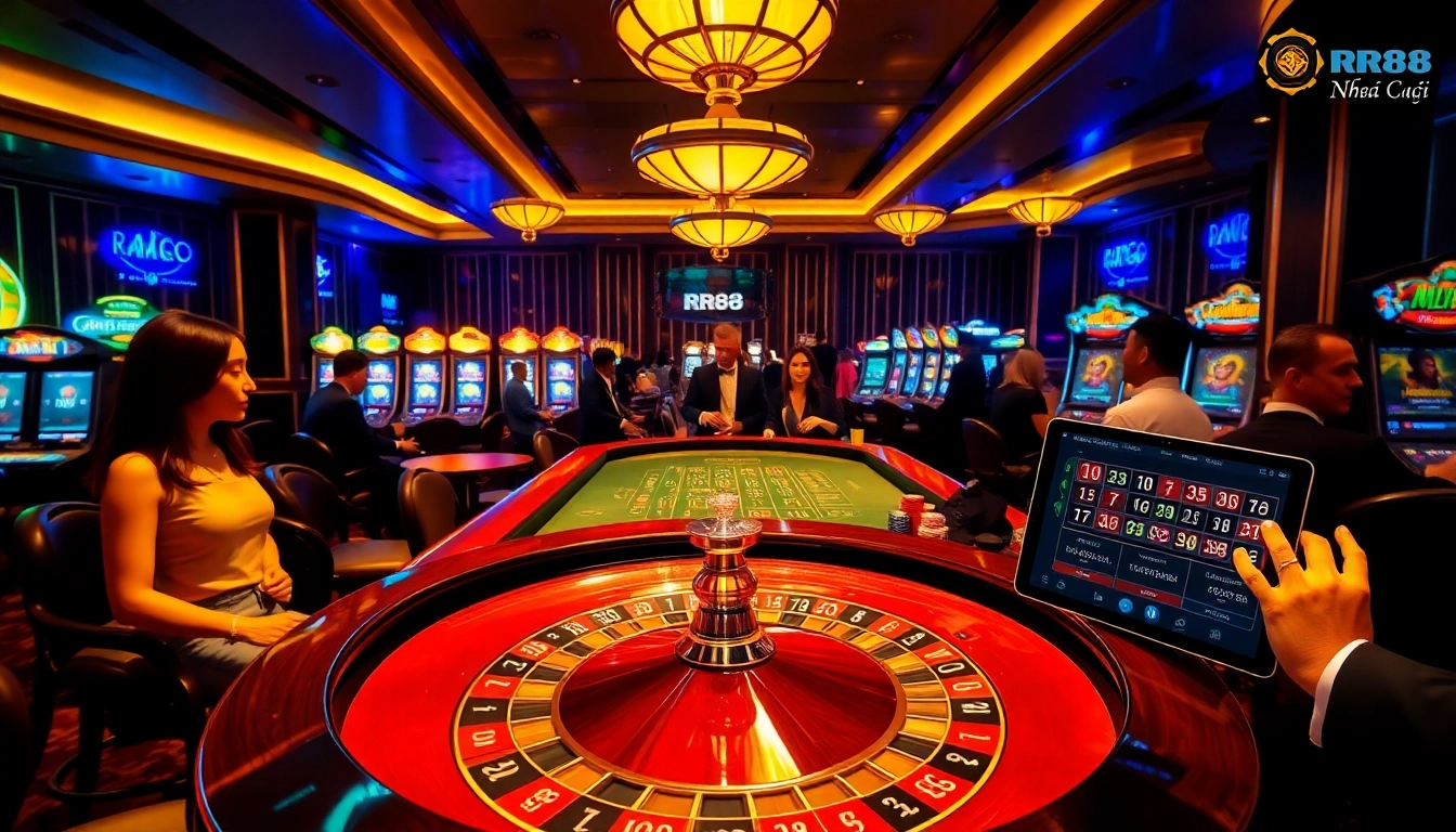 Experience the thrill of Nhà Cái RR88 with vibrant casino games and luxury surroundings.
