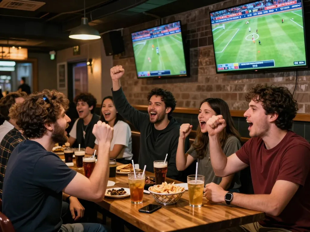 Socolive offers live football streaming with fans celebrating wins in a lively sports bar