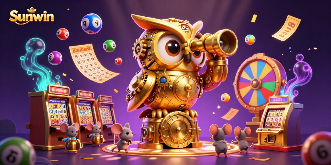 Engage with Sunwin's colorful gaming experience featuring a golden owl scanning the casino.