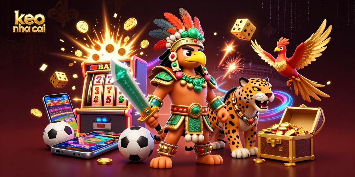 Engage in sports betting strategies with keo nha cai featuring dynamic casino elements and characters.